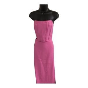 Sincerely Jules pink strapless bustier top & midi skirt set size large brand new